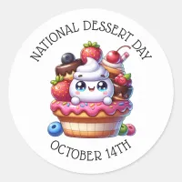 National Dessert Day October 14th Classic Round Sticker