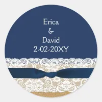 FAUX burlap lace wedding favor stickers