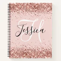 Rose Gold Glitter and Blush Monogrammed Notebook