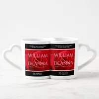 Elegant 15th 26th 36th Rose Wedding Anniversary Coffee Mug Set