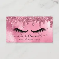 Makeup EyeLashes Sparkle Glitter Drip Pink Business Card