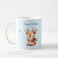 Cute Cartoon Deer in Snow Coffee Mug