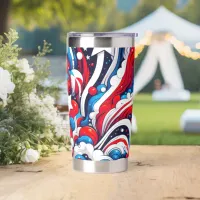 Abstract American Flag Red, White and Blue Insulated Tumbler