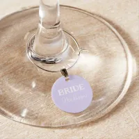 Bride To Be Pastel Lilac And White Name Wine Charm