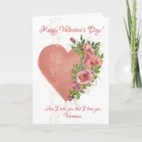 Pink Heart with Flowers Valentine's Day Card