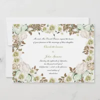 Heart Frame Greenery Roses Wedding Invitation