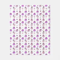 White and Purple Unicorn Cupcakes Girl's Fleece Blanket