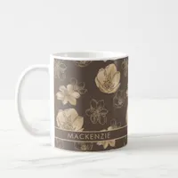 Romantic Boho Gold Foil Floral Pattern Coffee Mug