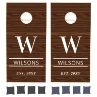 Rustic Barn Wood Personalized Wedding Monogram Cornhole Set