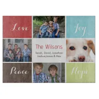 four photos collage custom glass cutting board