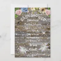 Dragonflies, Flowers and Sparkles Baby Shower Invitation