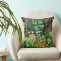 Lucky Girl Throw Pillow