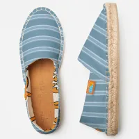 Niagara Blue Colored Horizontal Striped Slip-on Espadrilles