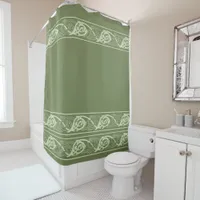 Celtic Knotwork Fish in Green Shower Curtain