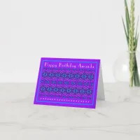 Custom Name Purple Blue Geometric Pattern Birthday Thank You Card