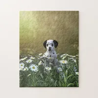 Cute Dalmatian Puppy in Daisies Jigsaw Puzzle