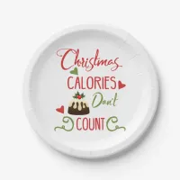 christmas calories dont count funny holiday quote paper plates