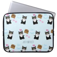 Sourpuss Power Cat Cartoon Pattern Laptop Sleeve