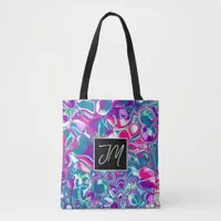 Turquoise and Pink Bubbles Fluid Art    Tote Bag