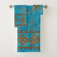 Southwest Mountain Peaks Turquoise Geometric Bath Towel Set