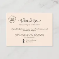 *~* Minimal Simple QR Thank You Branding  Logo Enc Enclosure Card