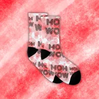 MOM WOW black on red | Socks