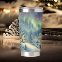 Magical Christmas night in the forest under stars  Insulated Tumbler