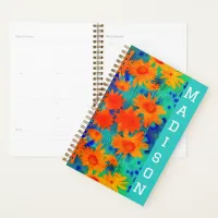 colorful orange sunflowers stylish modern art  planner