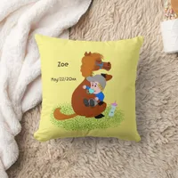 Funny and cute pony with baby - cute   throw pillow