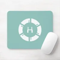 Futuristic SciFi Circle With Custom Monogram Mint Mouse Pad