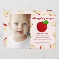 Apple of Our Eye Photo First Birthday Invitation