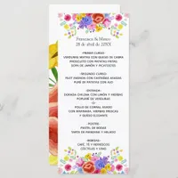 Watercolor Floral Spanish Fiesta Wedding Menu