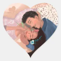 Couple Hugging Heart Sticker