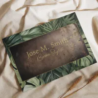 Professional Unique Leather Greenery Stylish Green Business Card