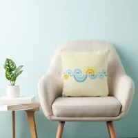 Abstract sun and clouds curved pattern throw pillow