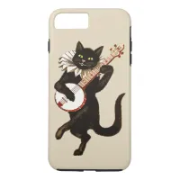 Vintage Green Eyed Black Cat Plays a Red Banjo iPhone 8 Plus/7 Plus Case