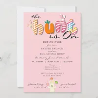 Easter Brunch Egg Hunt Bunny Colorful Pastel Pink Invitation