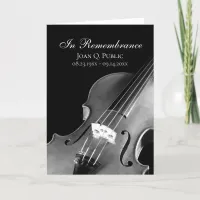 Black White Violin Musician Funeral Service Folded Program