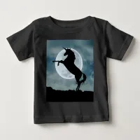 Unicorn Silhouette Full Moon Night Sky, ZKOA Baby T-Shirt