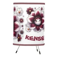 Cute Monogram Burgundy and White Flower on White | Tripod Lamp