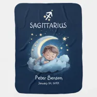 Sagittarius Baby Sleeping Moon Zodiac Astrology Baby Blanket