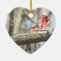 Pretty Personalized Cardinal Photo Heart ornament