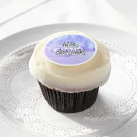 Merry Christmas Snow People Font, Blue Tint Snow Edible Frosting Rounds