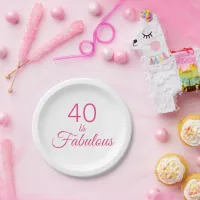 Pink "40 is Fabulous" 40th Birthday Party  Paper Plates