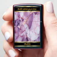 Elegant marble texture with purple and gold veins zippo lighter