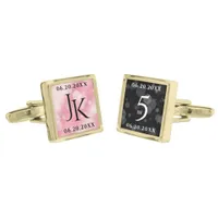 Elegant 5th Rose Quartz Wedding Anniversary Cufflinks