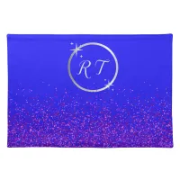 Silver initial monogram with purple glitter | cloth placemat