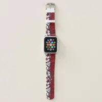 Trendy Cool Red Hawaiian Shirt Flower Pattern Apple Watch Band