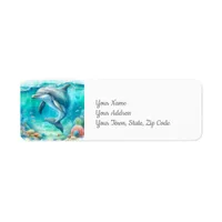 Dolphin Under the Sea Coastal Beach Label