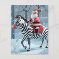 Funny Santa and a Zebra Postcard